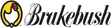 Brakebush chicken logo featuring a stylized rooster in yellow and black, representing a major poultry supplier for foodservice and wholesale distribution.