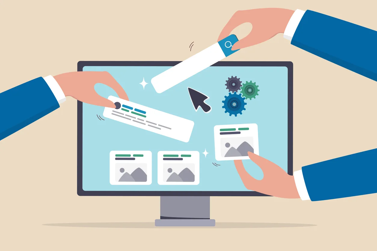 Business professionals managing food distribution logistics on a digital interface, representing wholesale food supply chain coordination and B2B food industry operations.